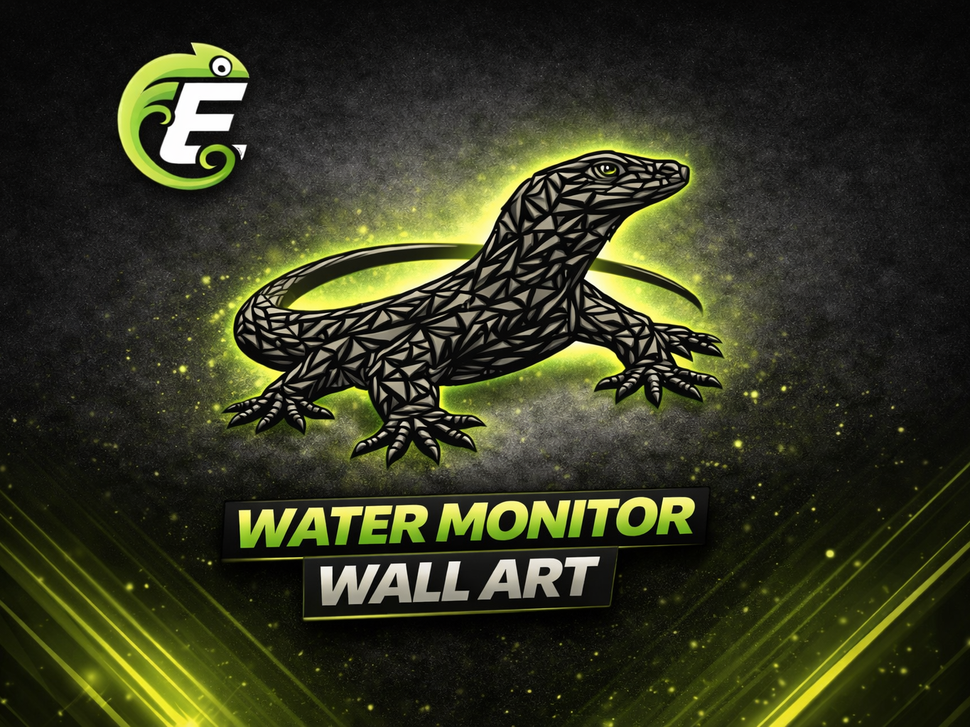 Low Poly Water Monitor Wall Art – Reptile