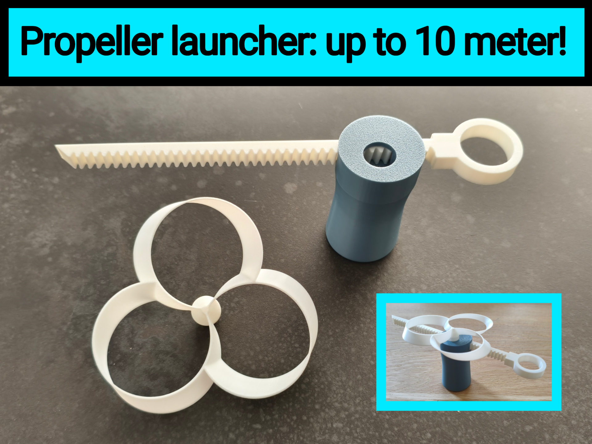 Flying propeller launcher toy