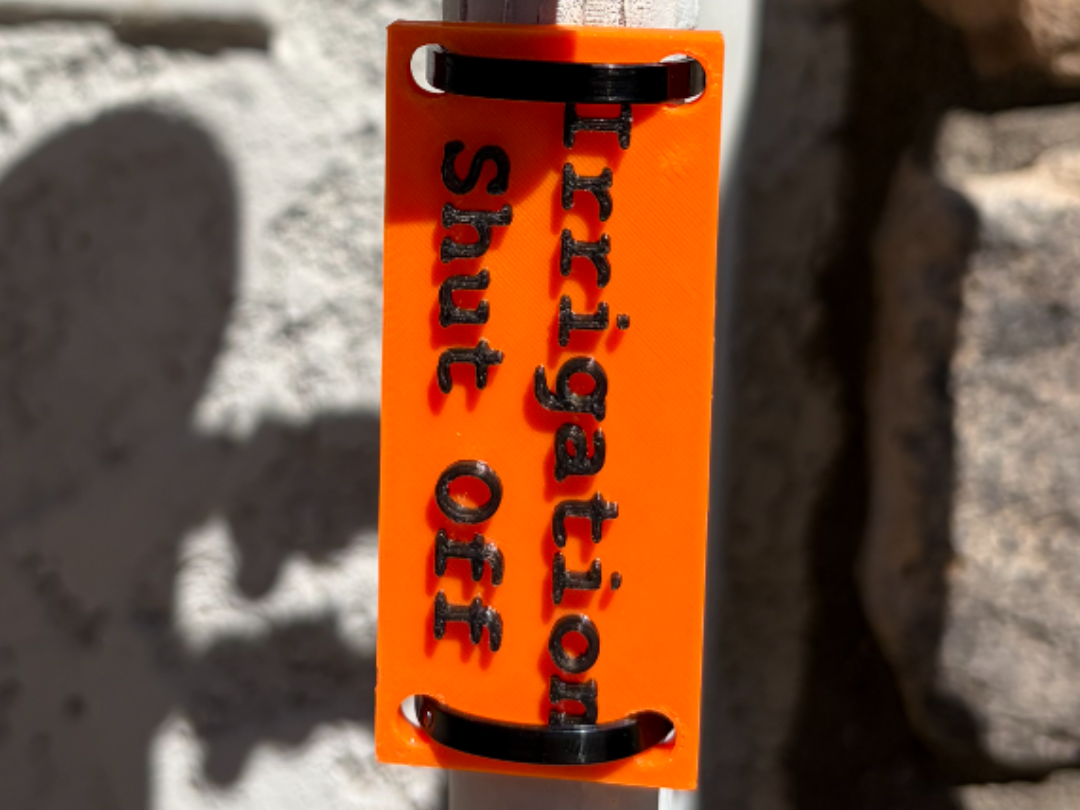 Irrigation ShutOff Plaque