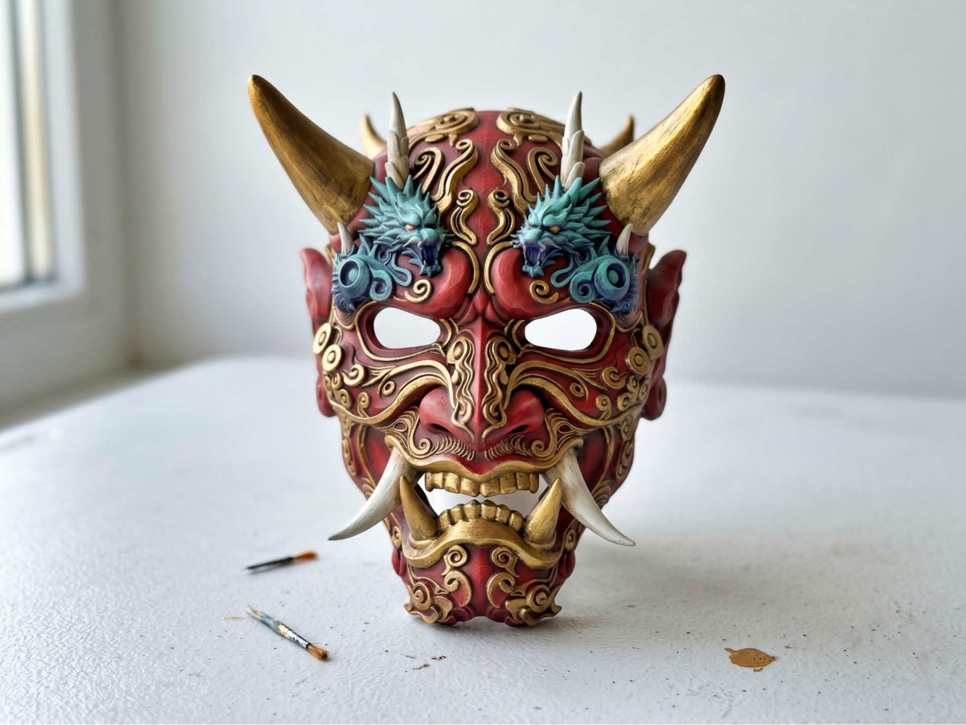 Oni Dragon Mask STL –  Japanese Demon Mask
