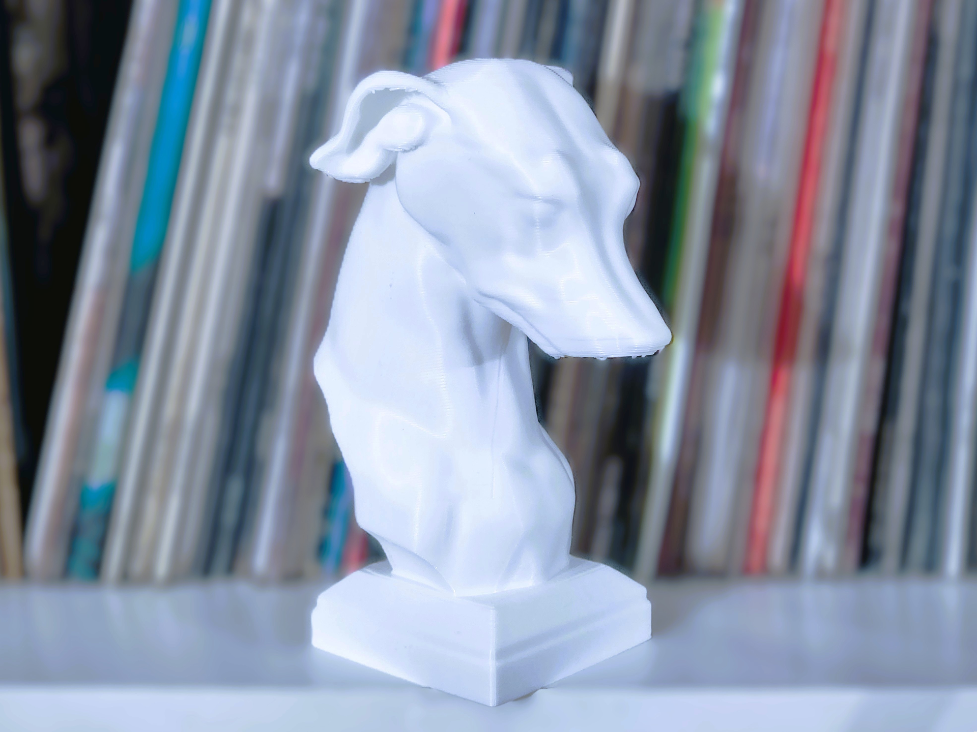 Greyhound dog head sculpture