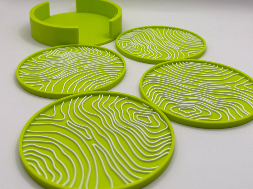 Topographic Coasters with Holder