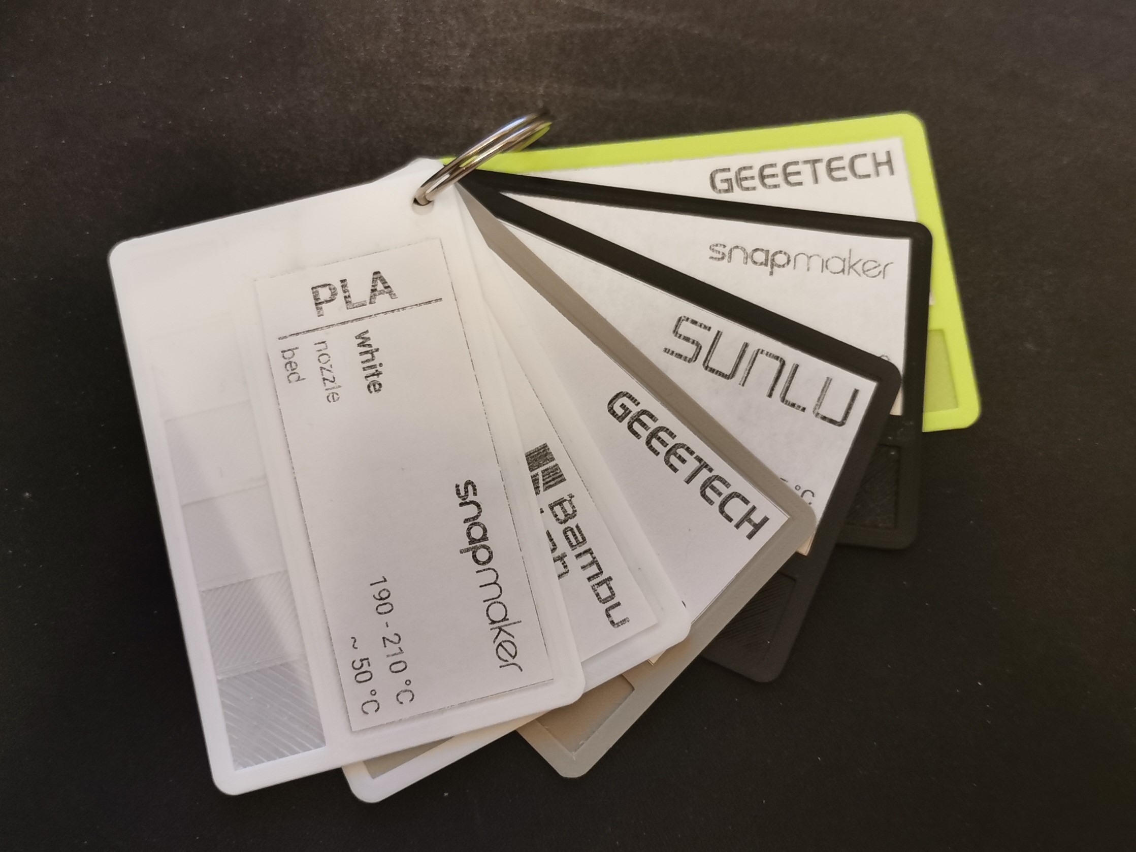 Filament Sample Swatch in Credit Card Format