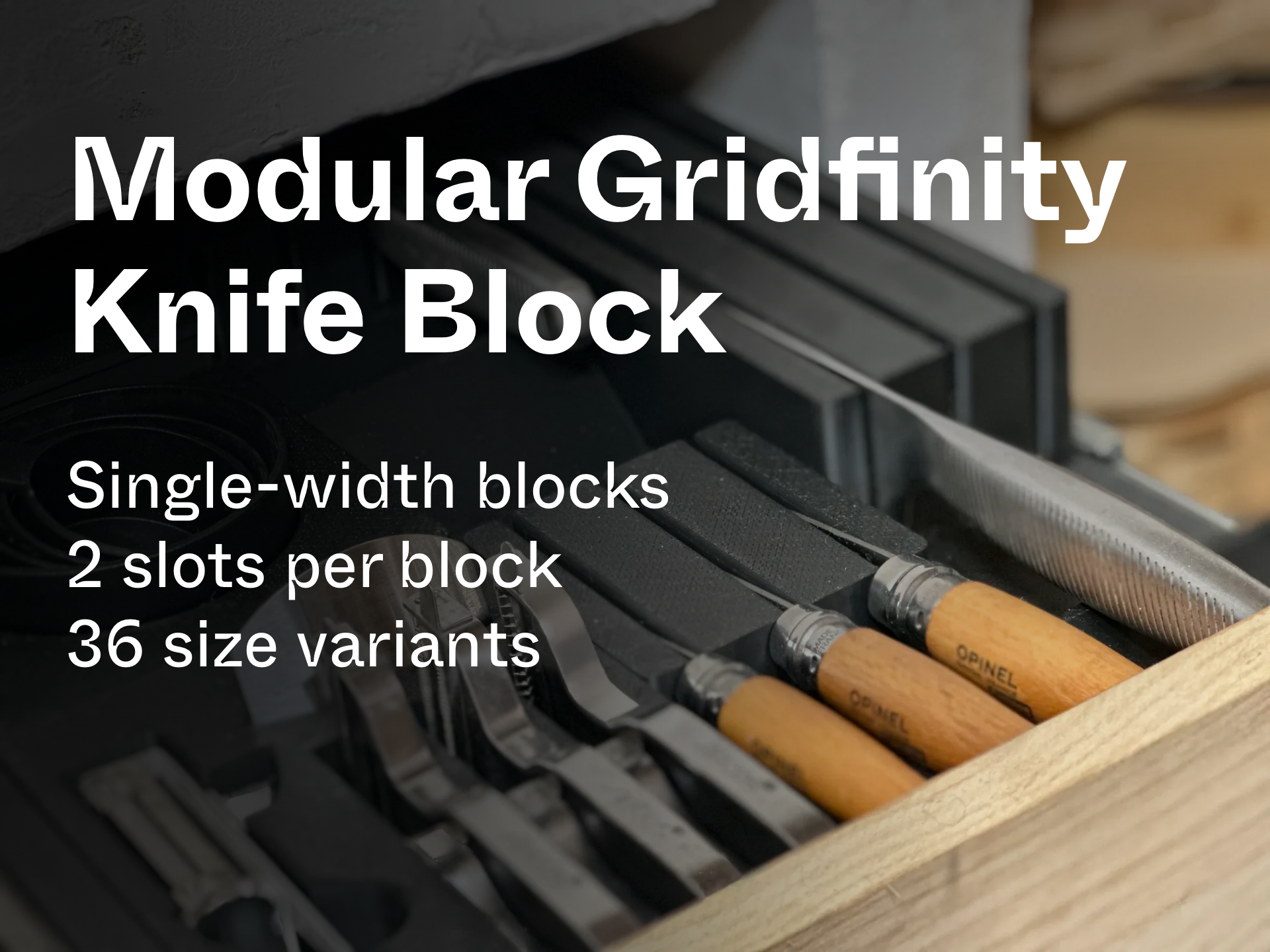 Kitchen Gridfinity: Modular Knife Block (2 slots)
