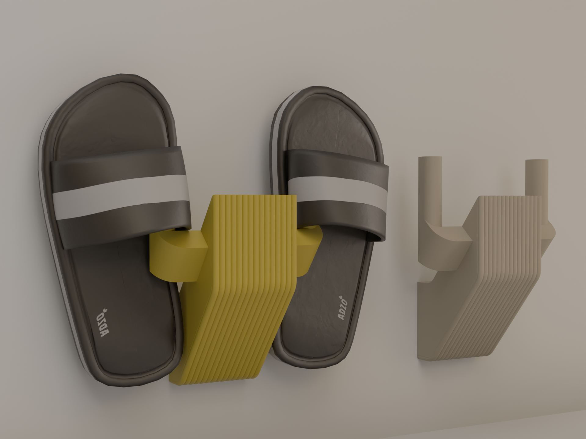 modern & bold ribbed slippers wall holder