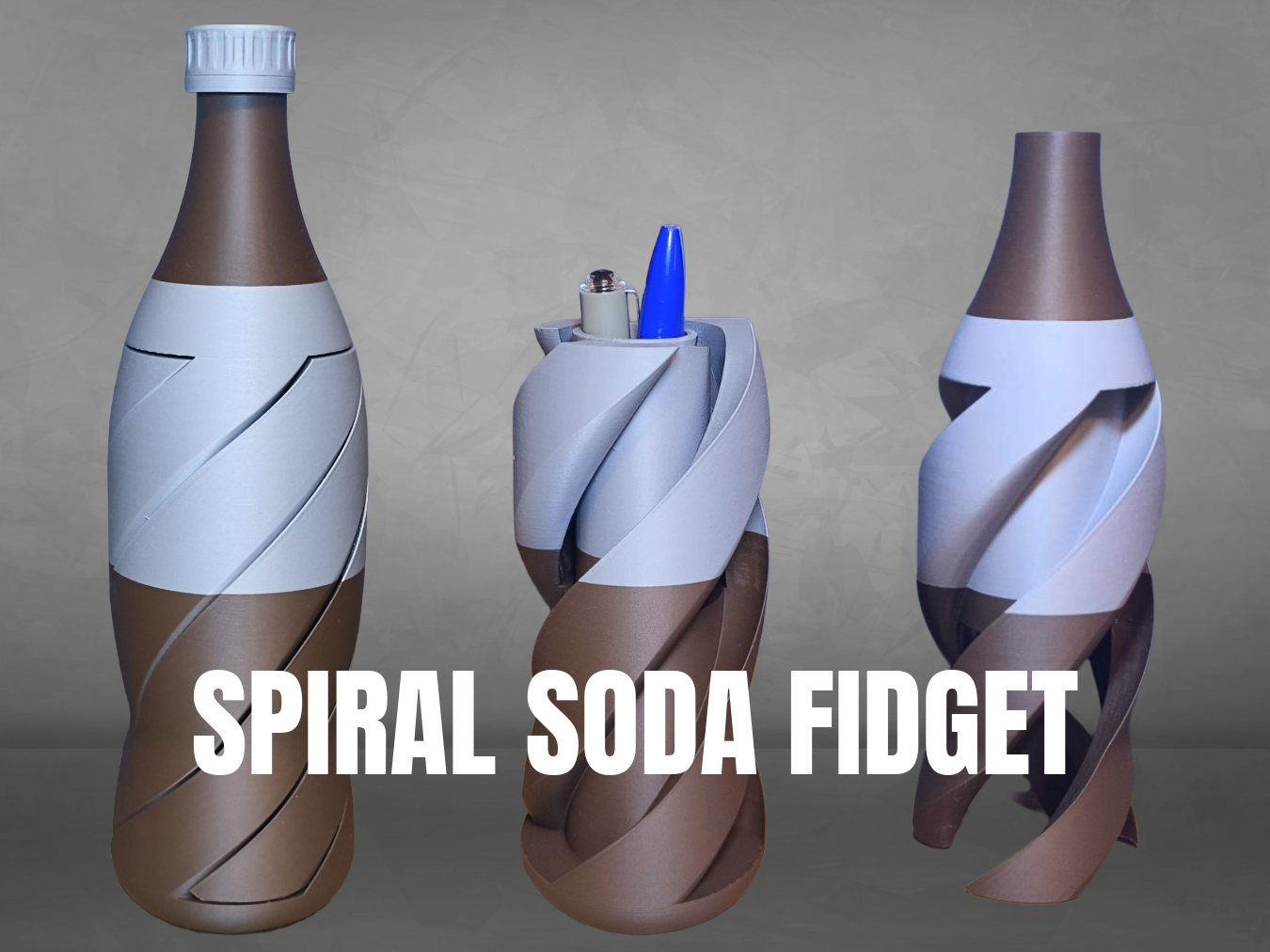Spiral soda bottle fidget with storage