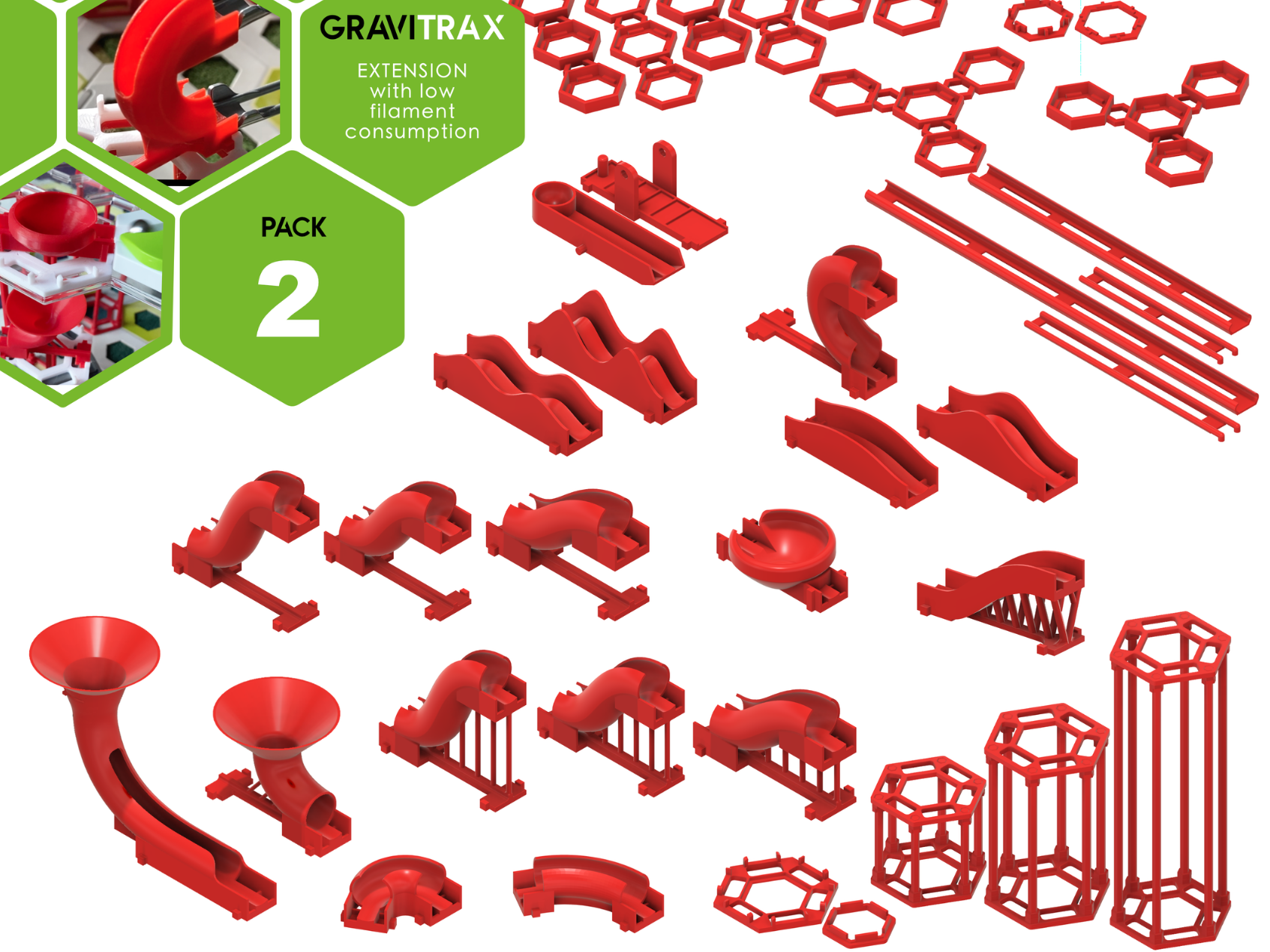 Gravitrax tube with low filament consumption