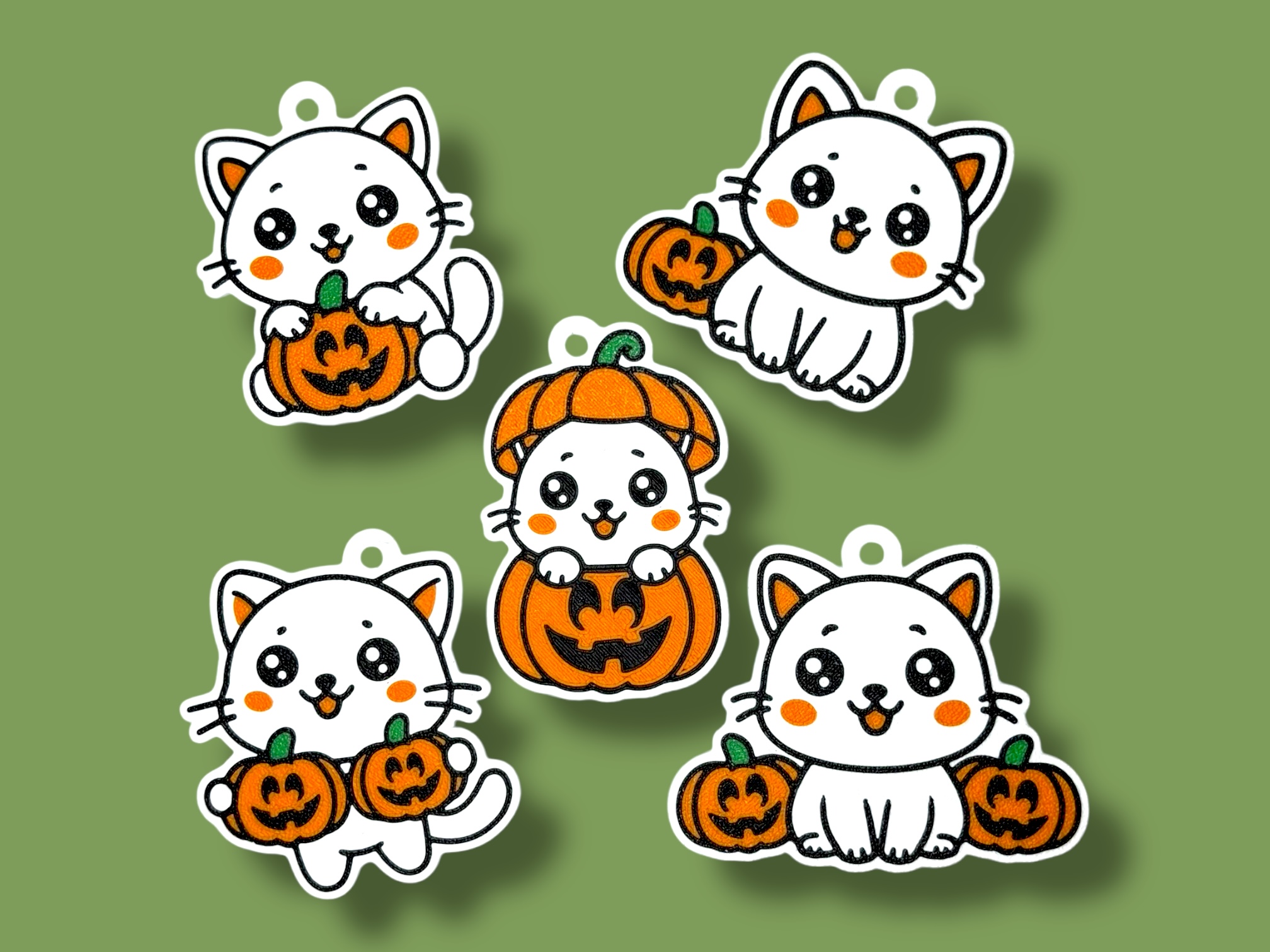 Halloween Cat & Pumpkin Charms