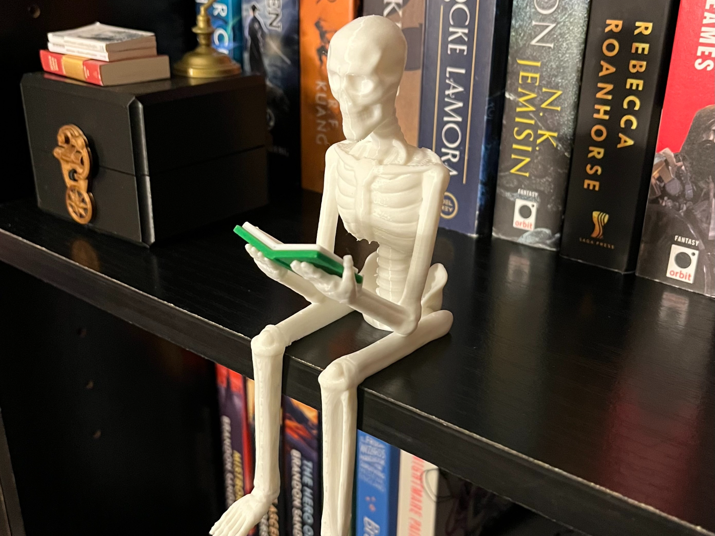 Reading Skeleton Bookshelf Decor