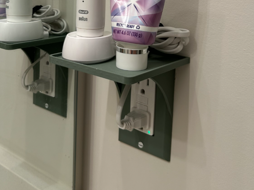"Decora" Outlet Shelf with Cable Passthrough