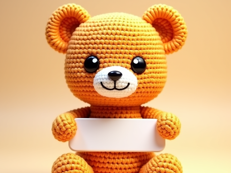 Bär gestrickt mit anpassbaren namensschild