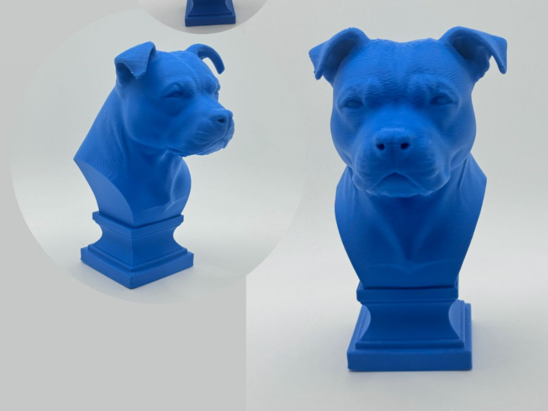 Staffordshire Bullterrier Dog Bust & Stand