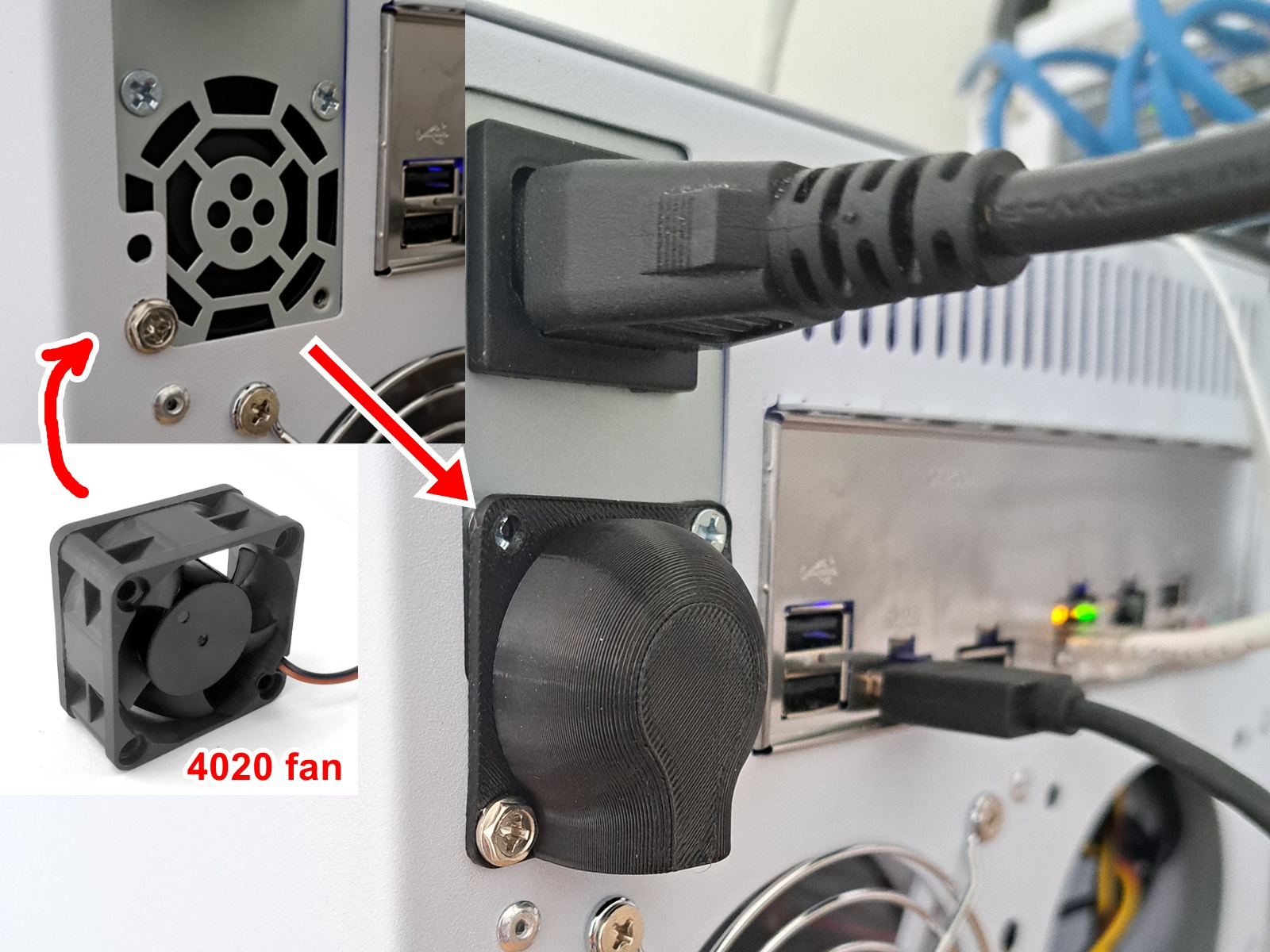 TPU shroud for 4020 fan to reduce noise