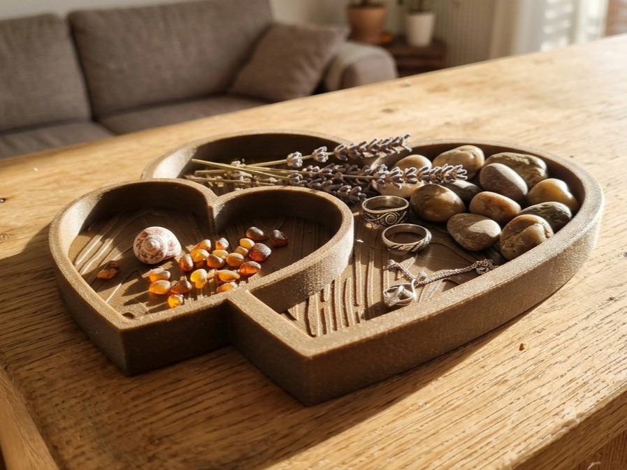 Herz-in-Herz Dekoschale mit Holzmaserung