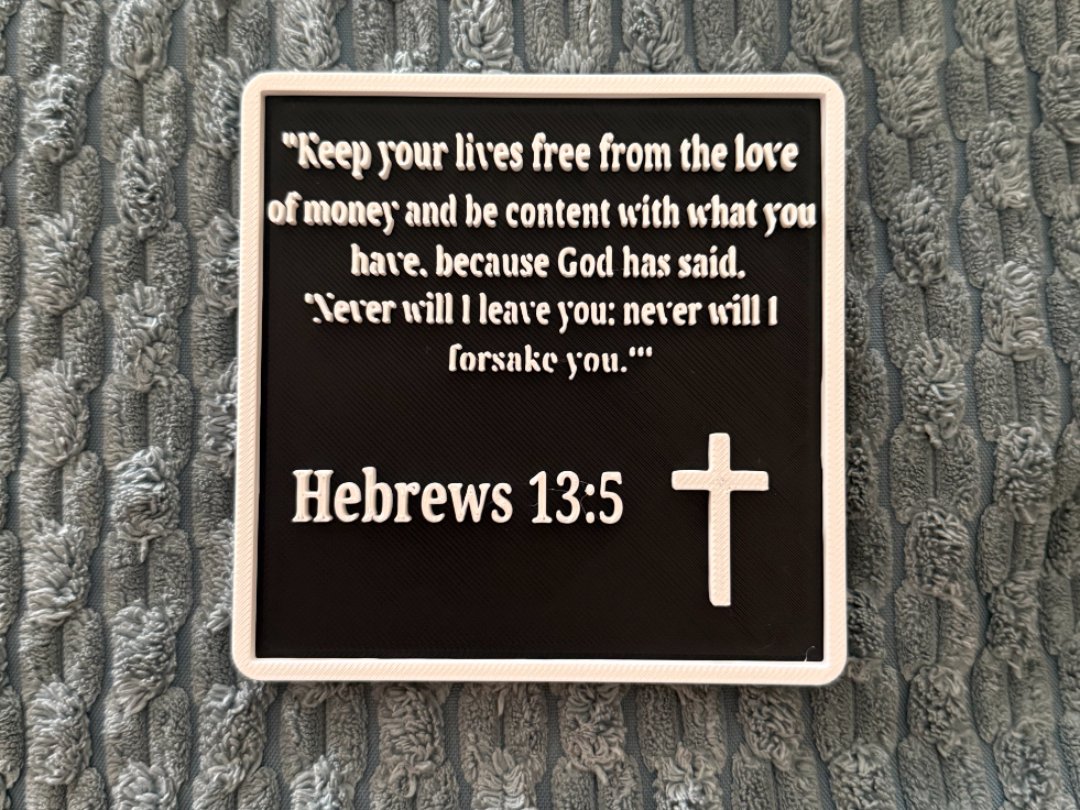 Hebrews 13:5 Bible Verse Plaque