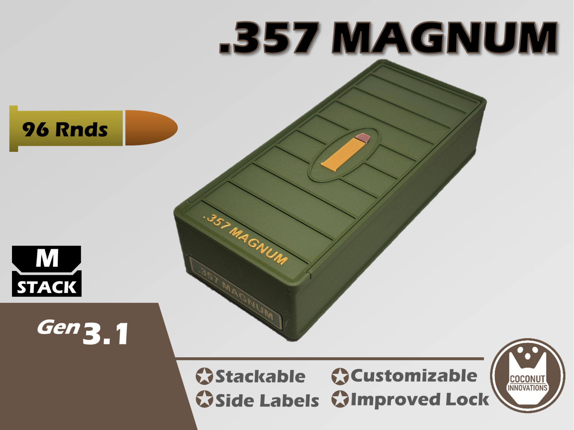 Ammo Storage Box - 357 Magnum - 96  Rounds