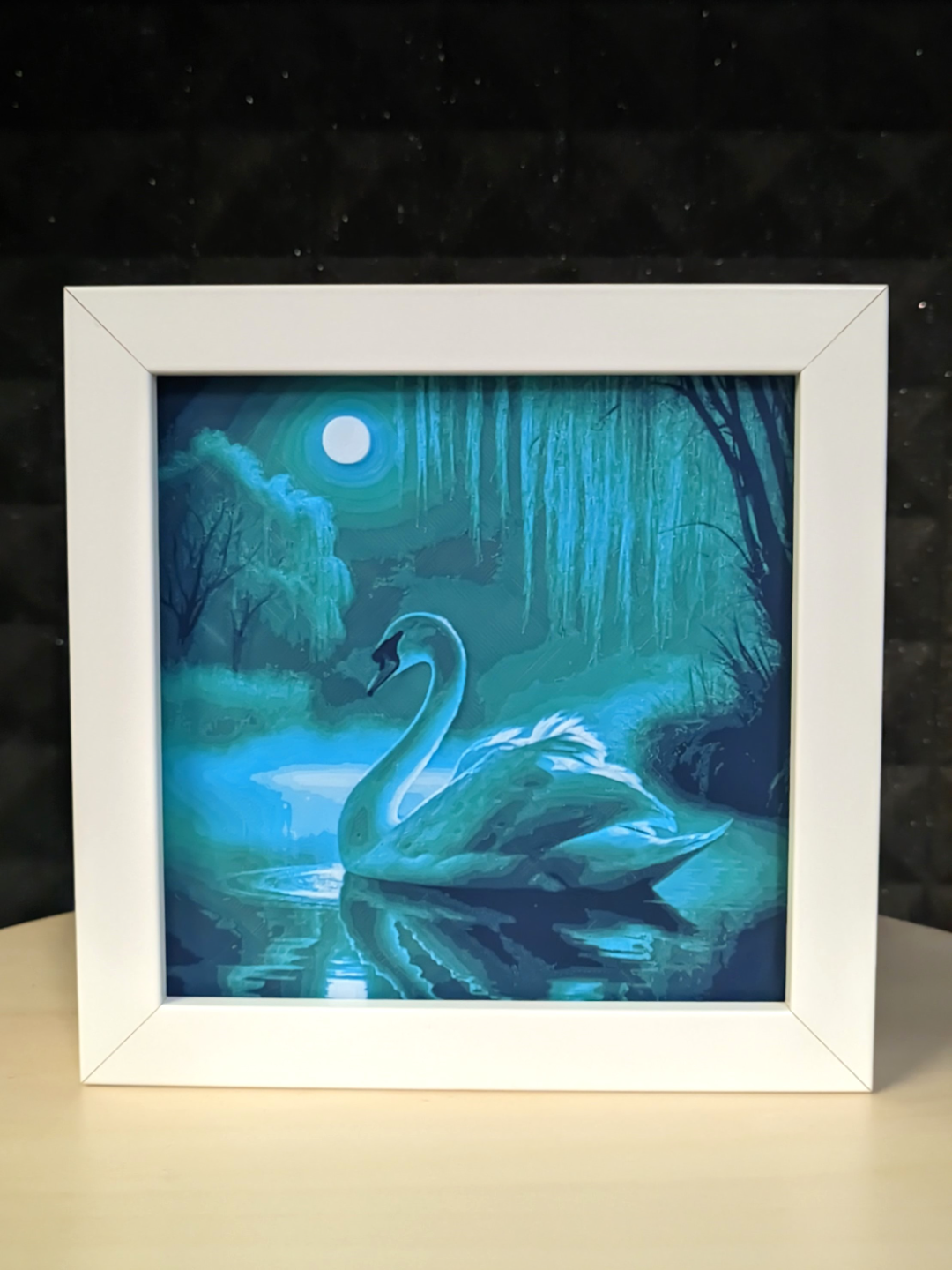 Swan in night lake - HueForge