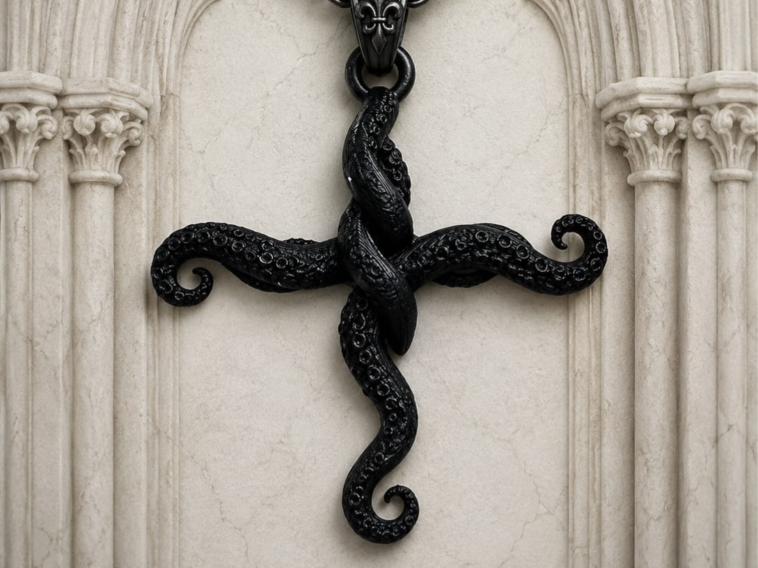 Gothic Tentacle Cross Necklace Pendant