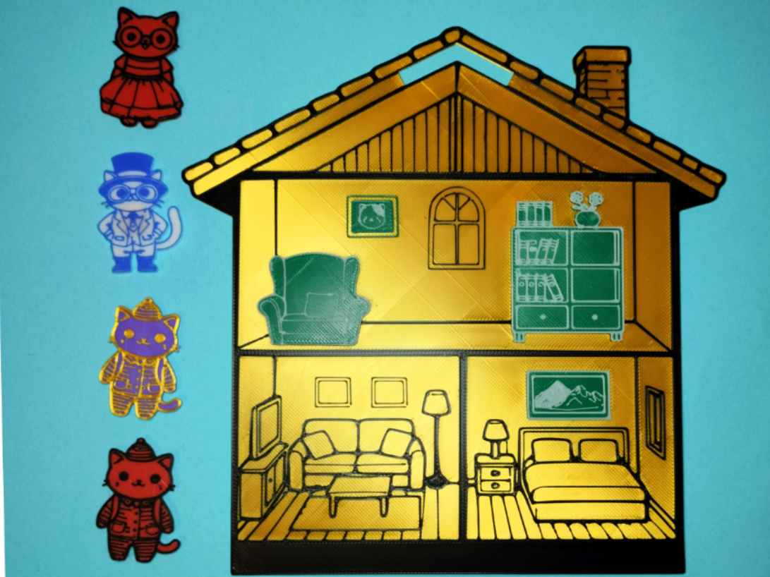 Furnished house with cats and magnets
