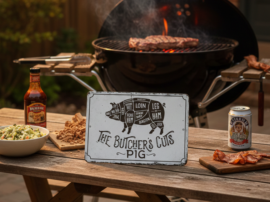 The Butcher's Cuts - Pig HueForge Sign