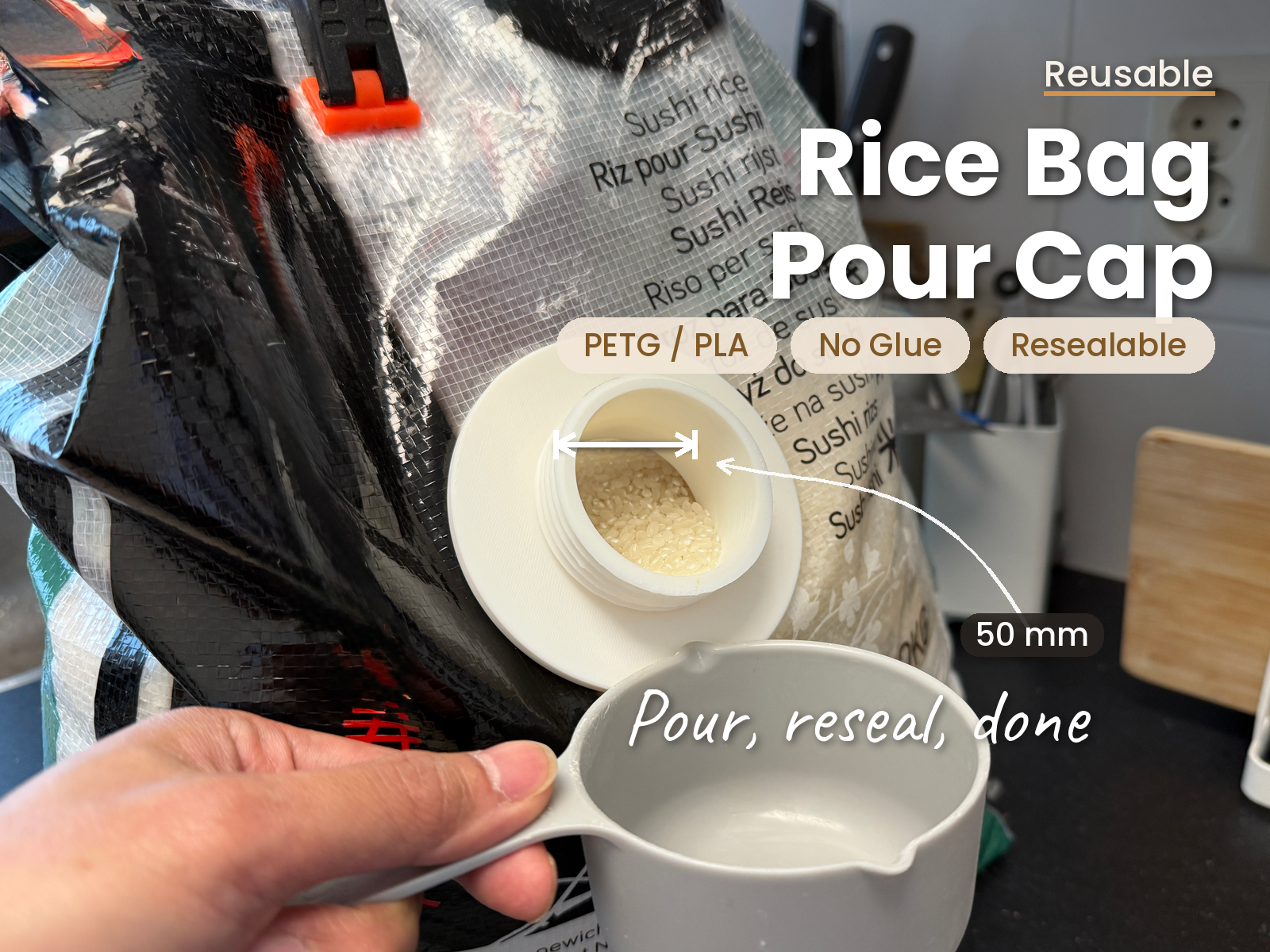 Rice Bag Pour Cap