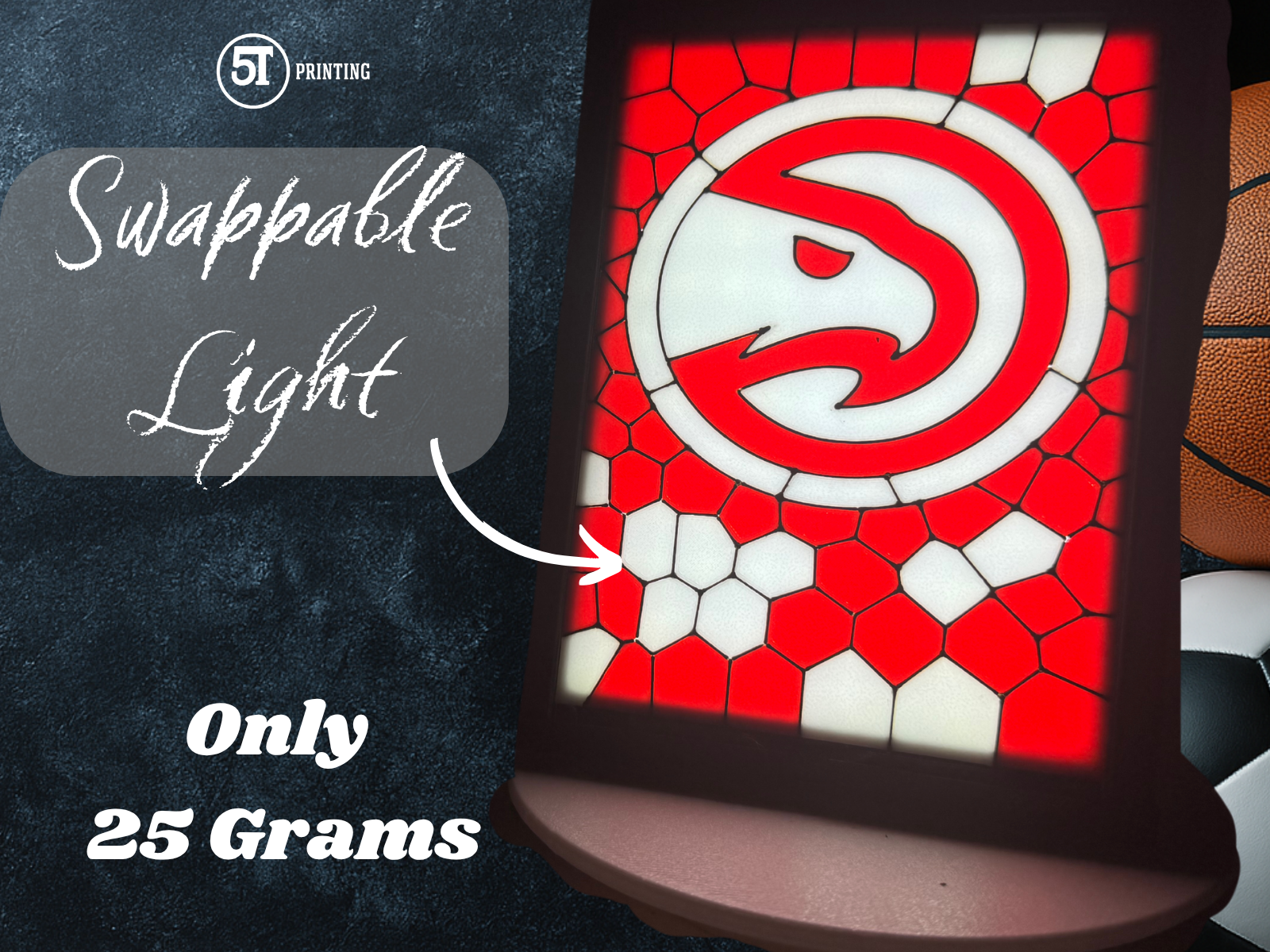 Atlanta Hawks light (swappable glass)