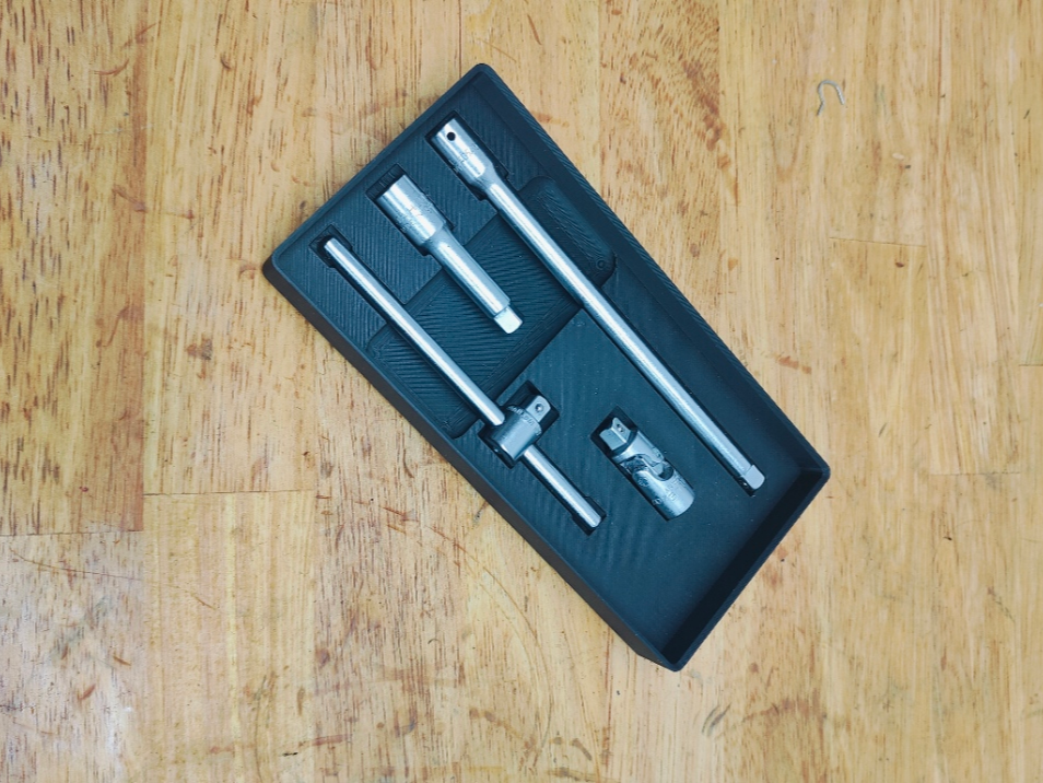 Gridfinity 1/4" socket drive extensions holder
