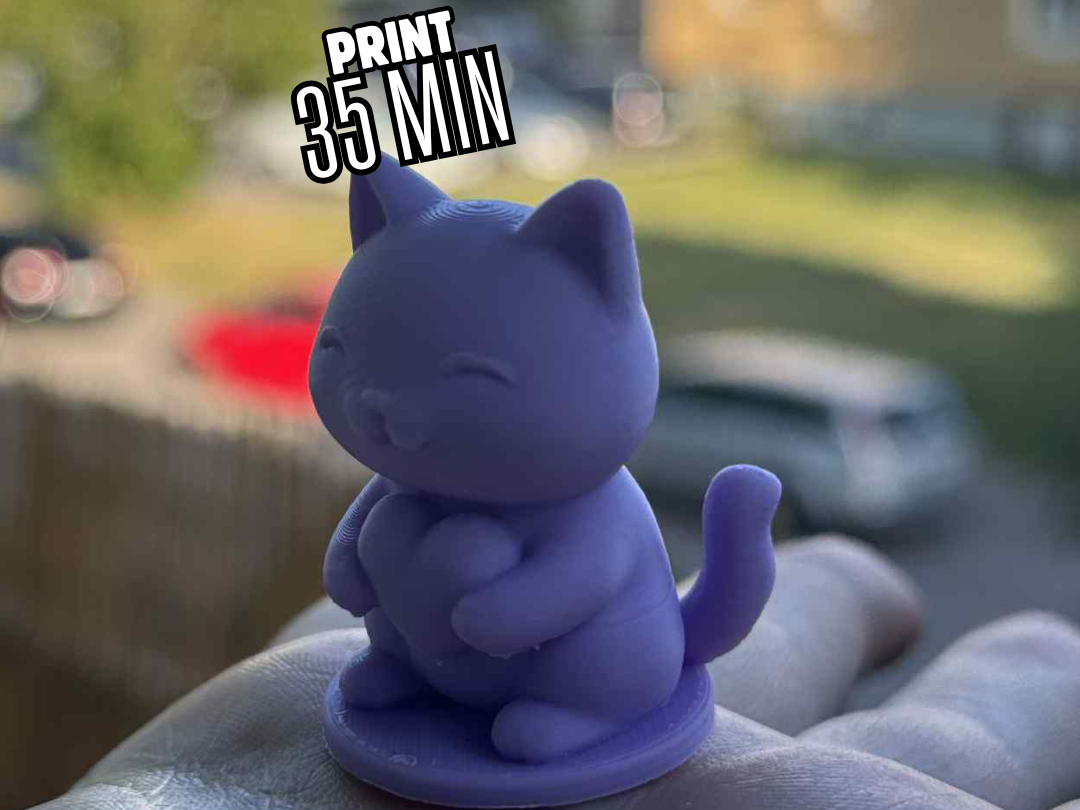 Cute Heart Cat Figurine – 35 Min 3D Print