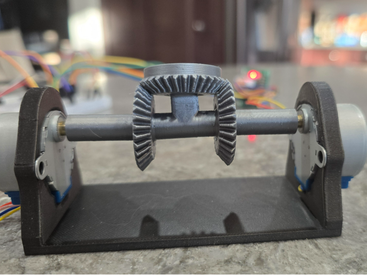 Dual Stepper Differential Bevel Gear Mechanism