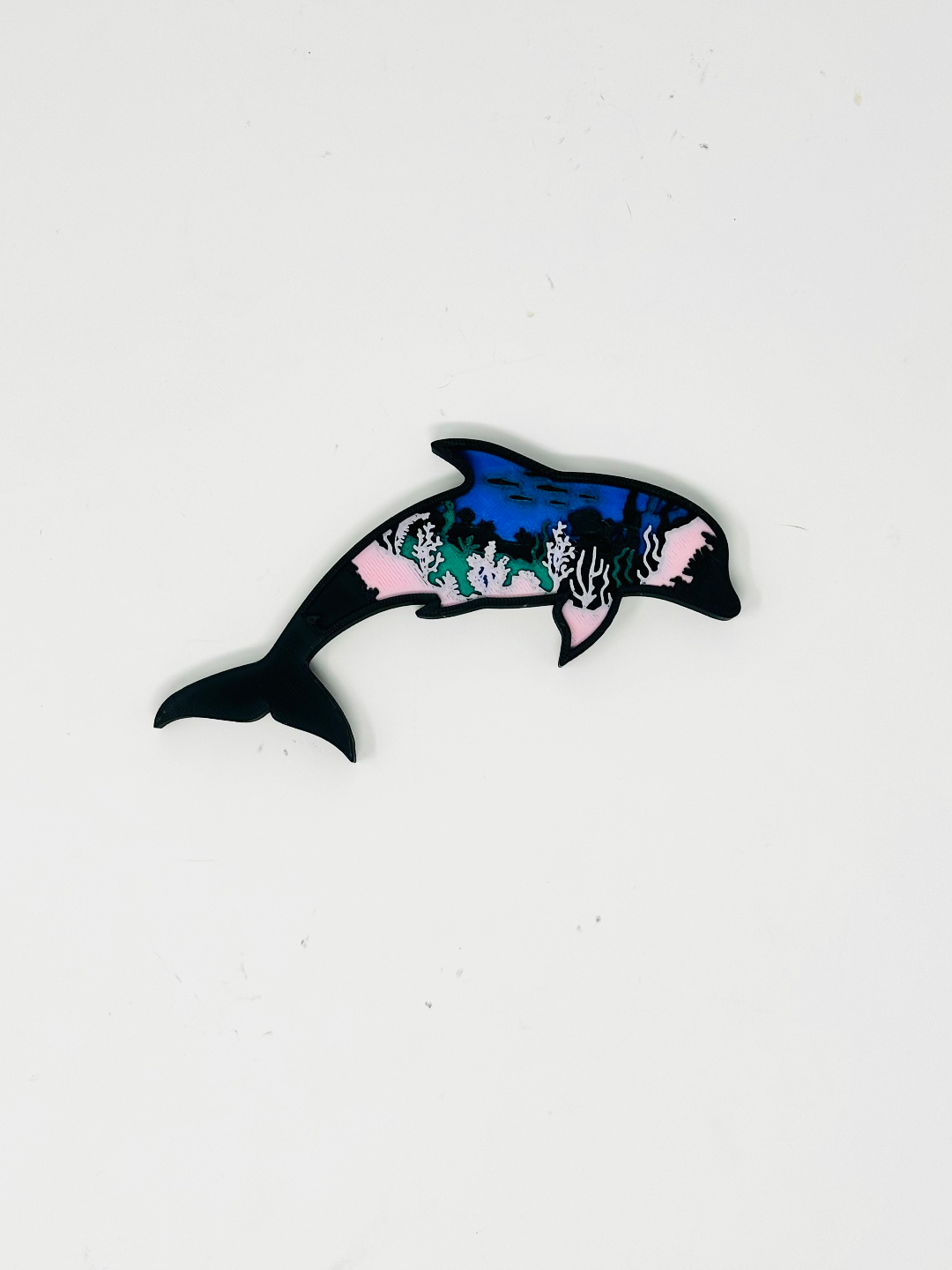 Dolphin Under The Sea Nautical 3D Layer Art