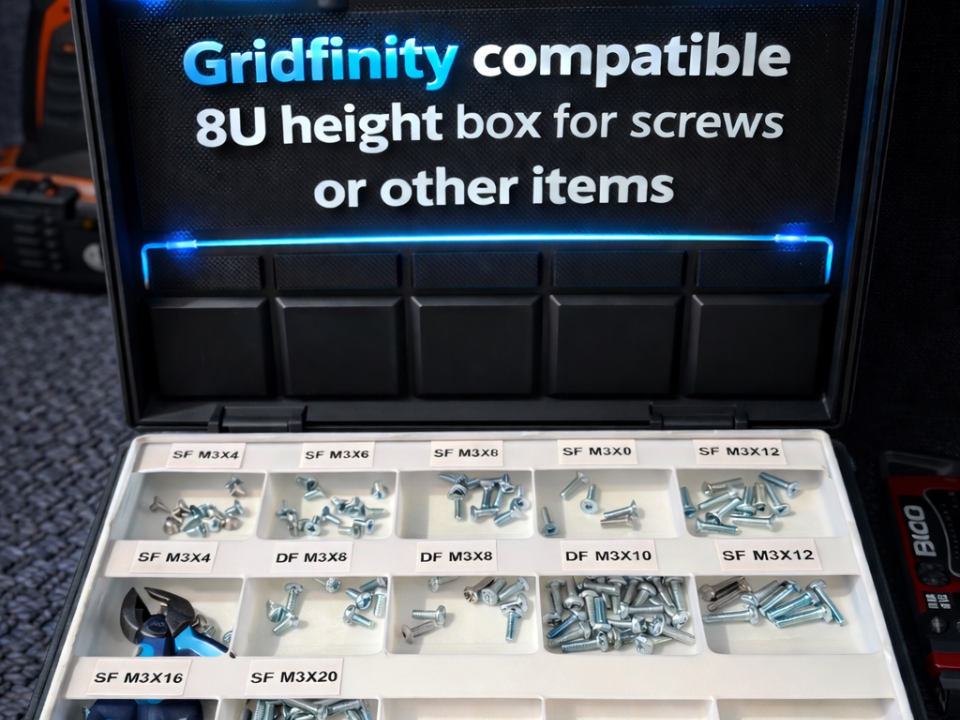 Gridfinity compatible 8U height box screw or other