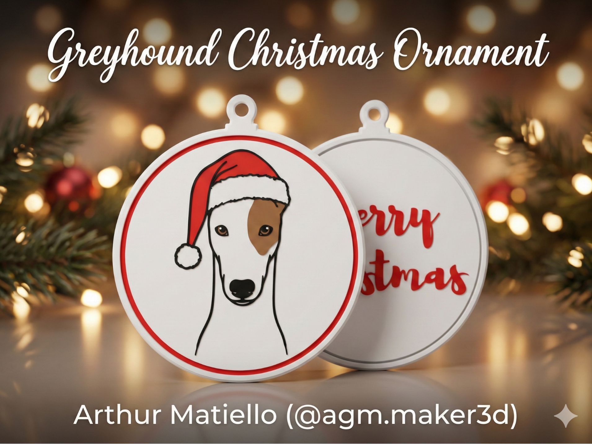 Greyhound Christmas Ornament