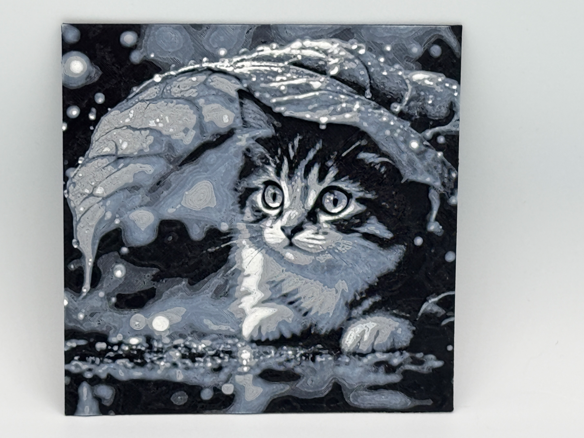 Kitten Shelter from the Rain Hueforge