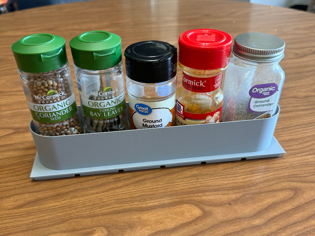 Gridfinity Spice Rail - Holds 5 bottles