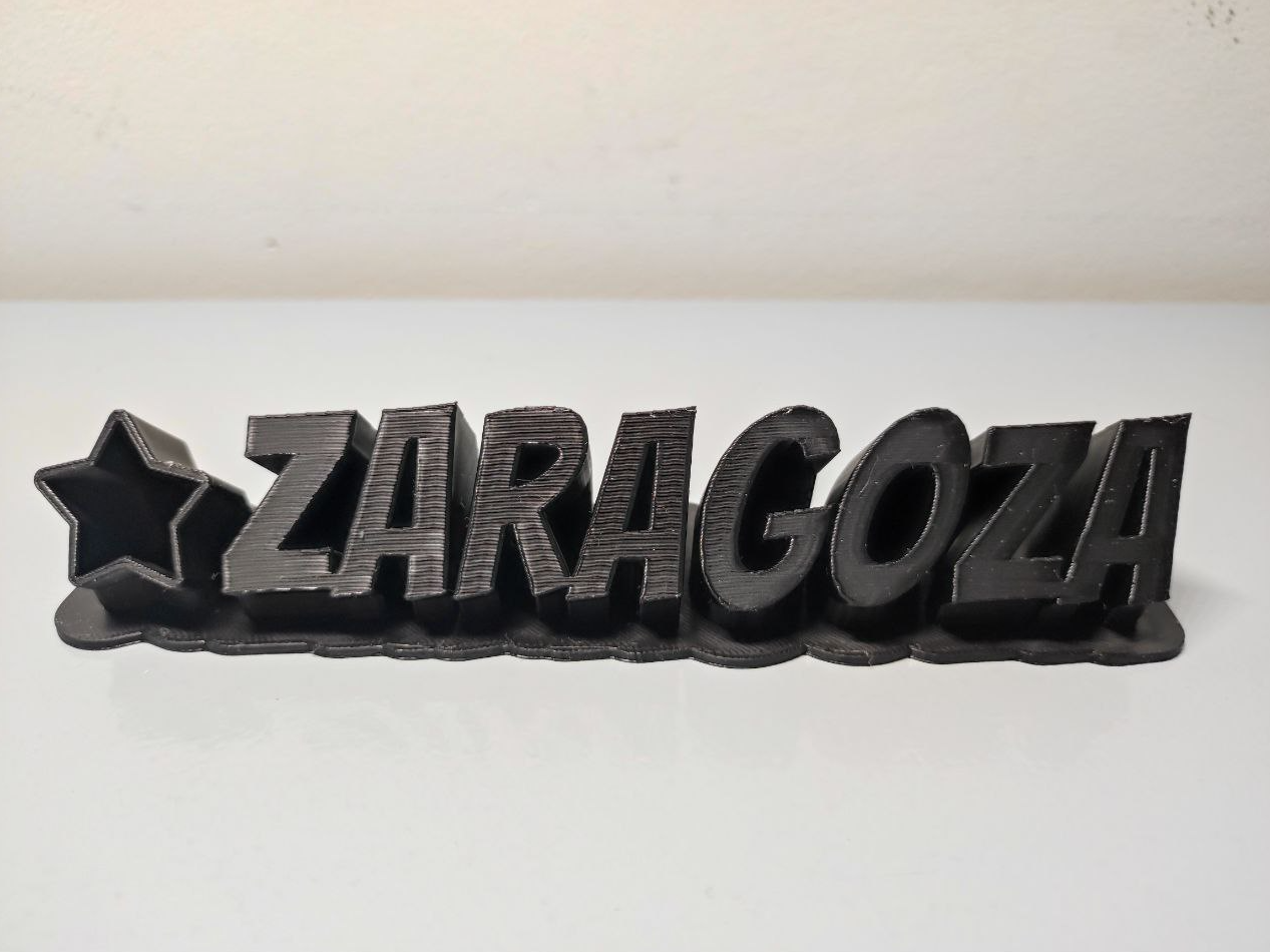 Texto Zaragoza volumetrico con estrella