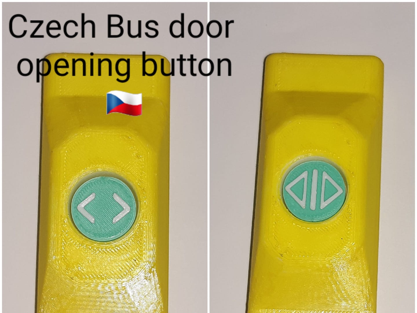 Czech bus door opening button with clicker