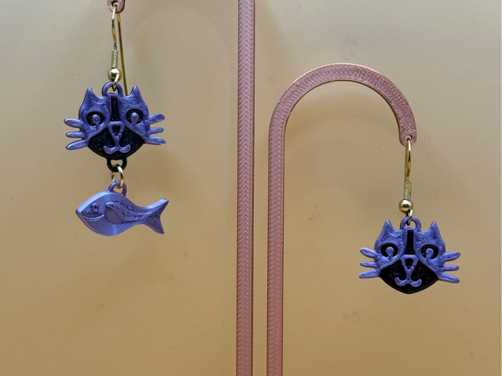 Cat (and optional fish) earrings