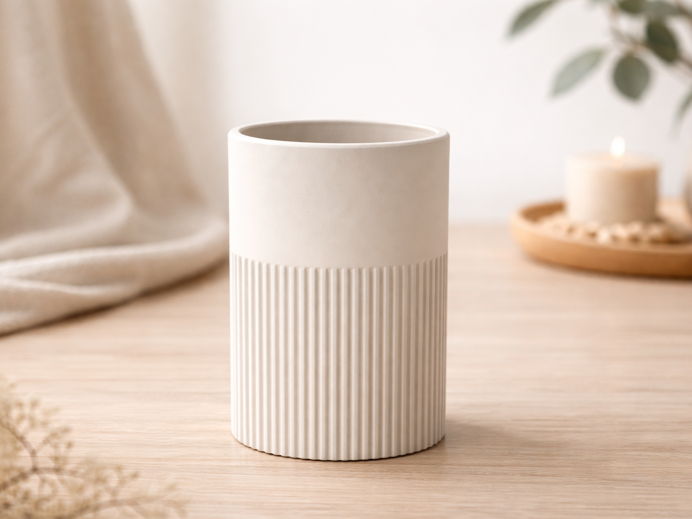 Japandi Ribbed Vase 1 - Minimal Cylindrical Decor