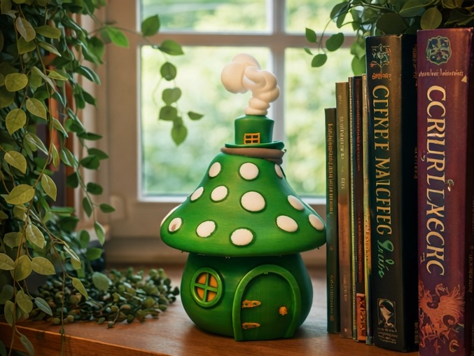 Green Mushroom Fairy Cottagecore Decor