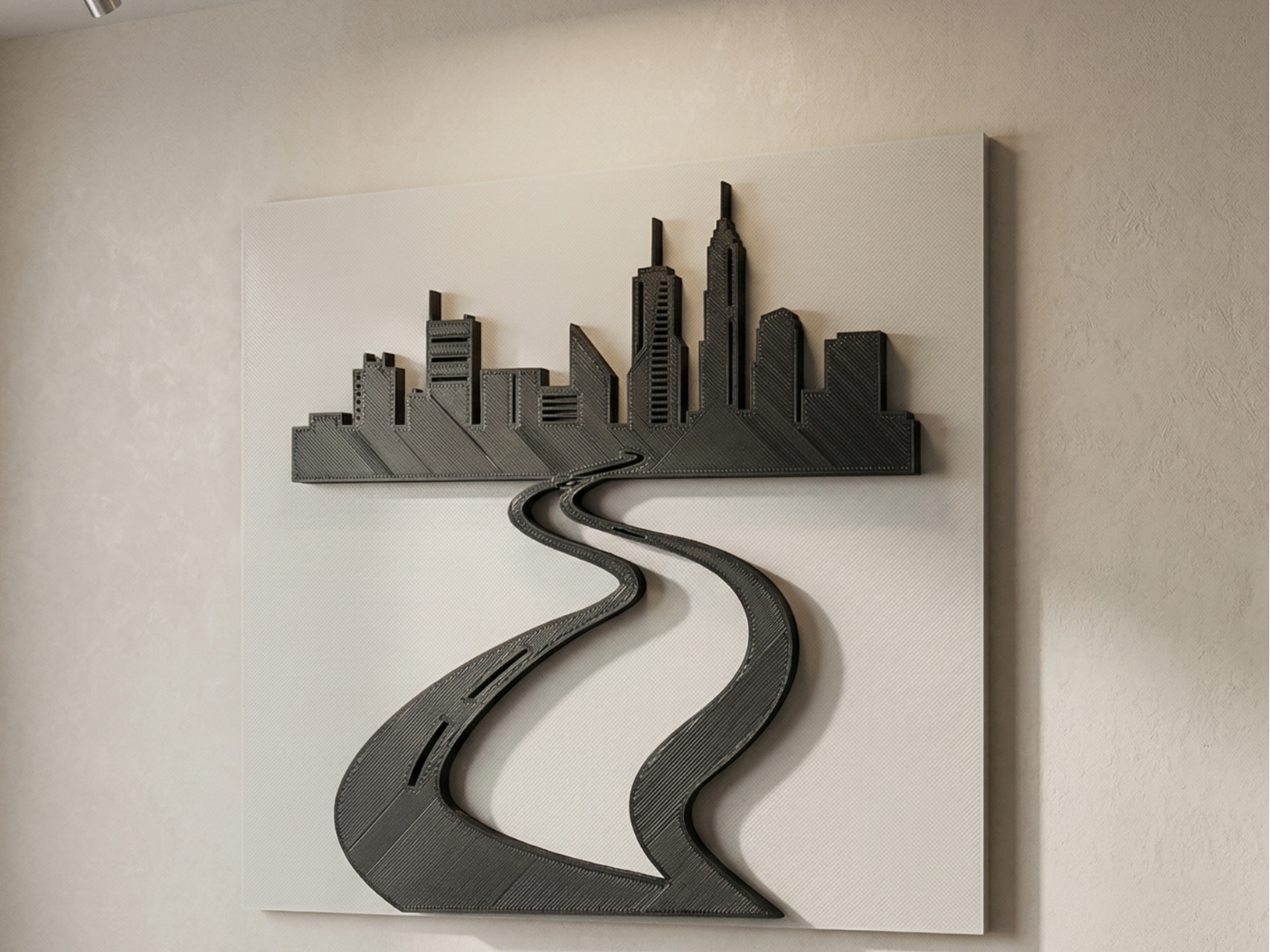 Concrete Flow: Futuristic Cityscape Wall Art