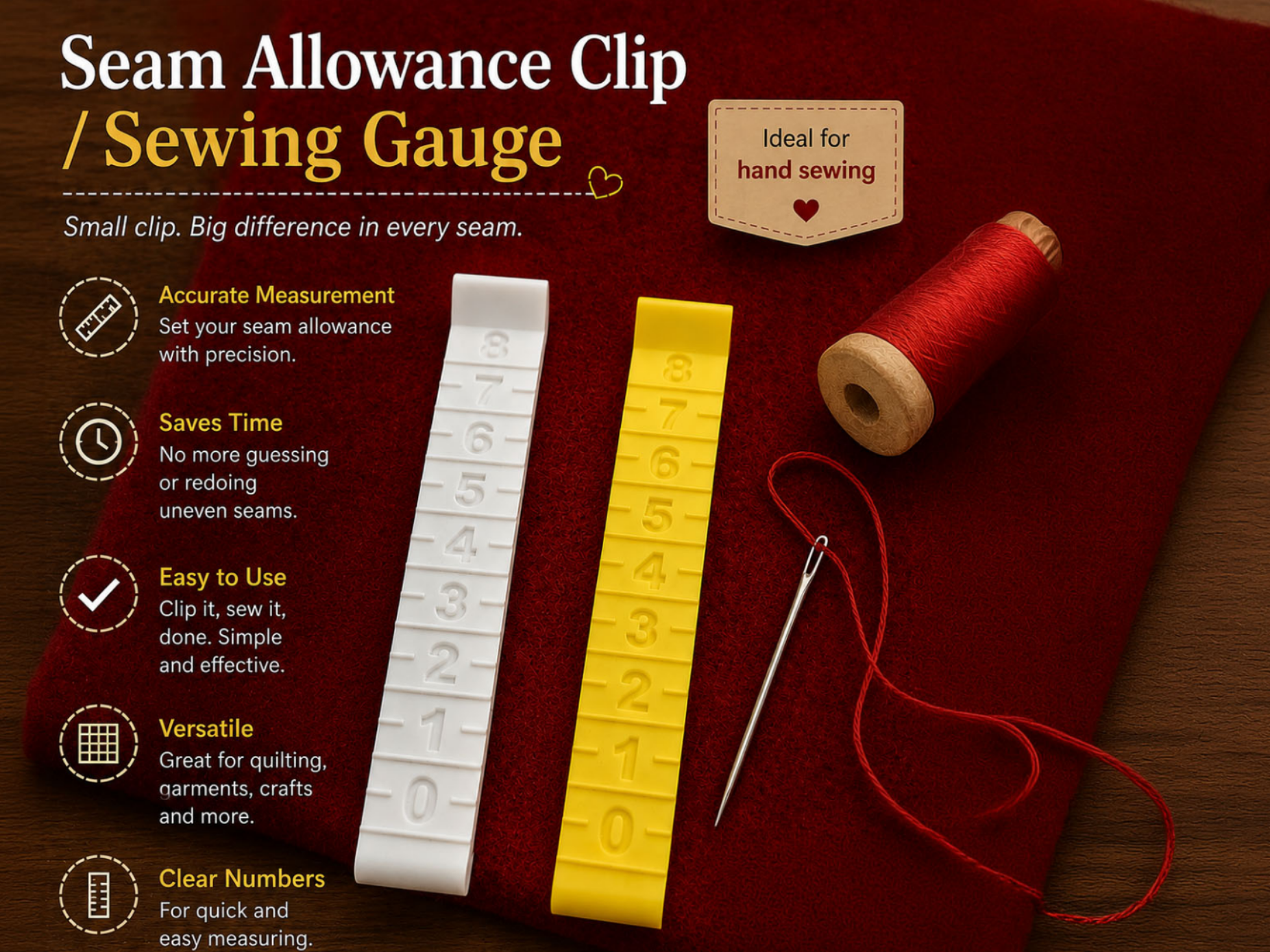Seam Allowance Clip / Sewing Gauge