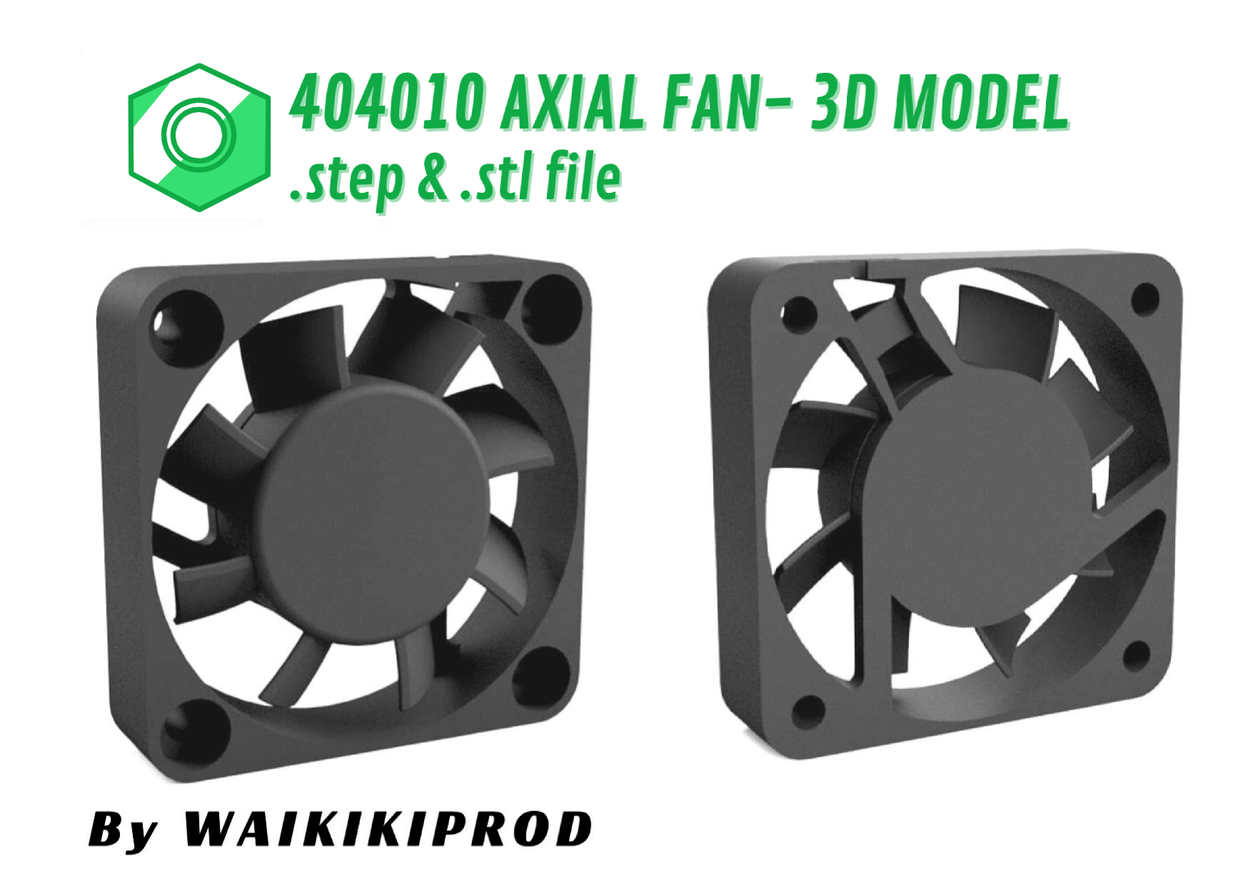 4010 Axial Fan 3D Model .step & .stl