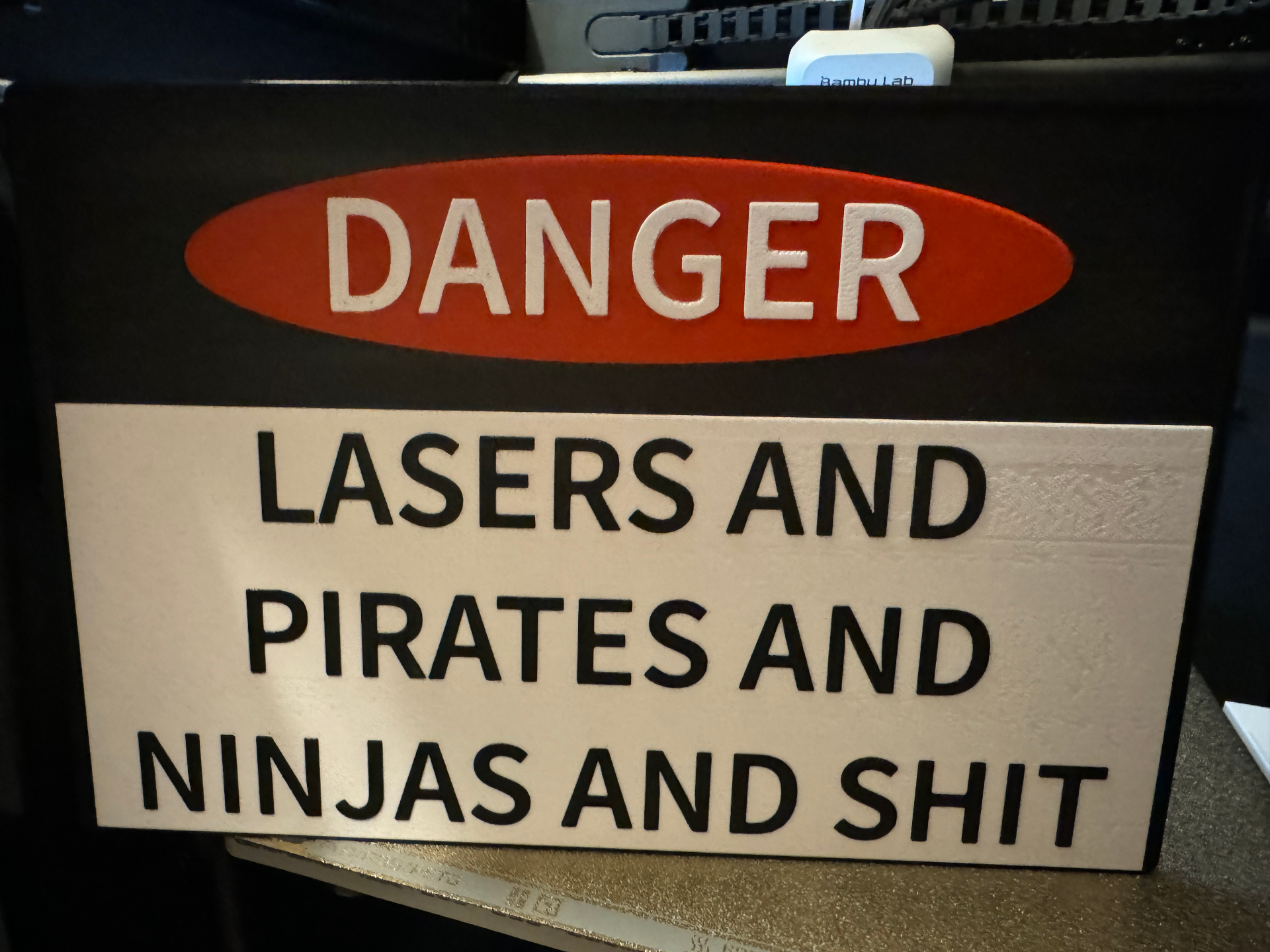 Danger sign lasers and pirates and ninjas and.....