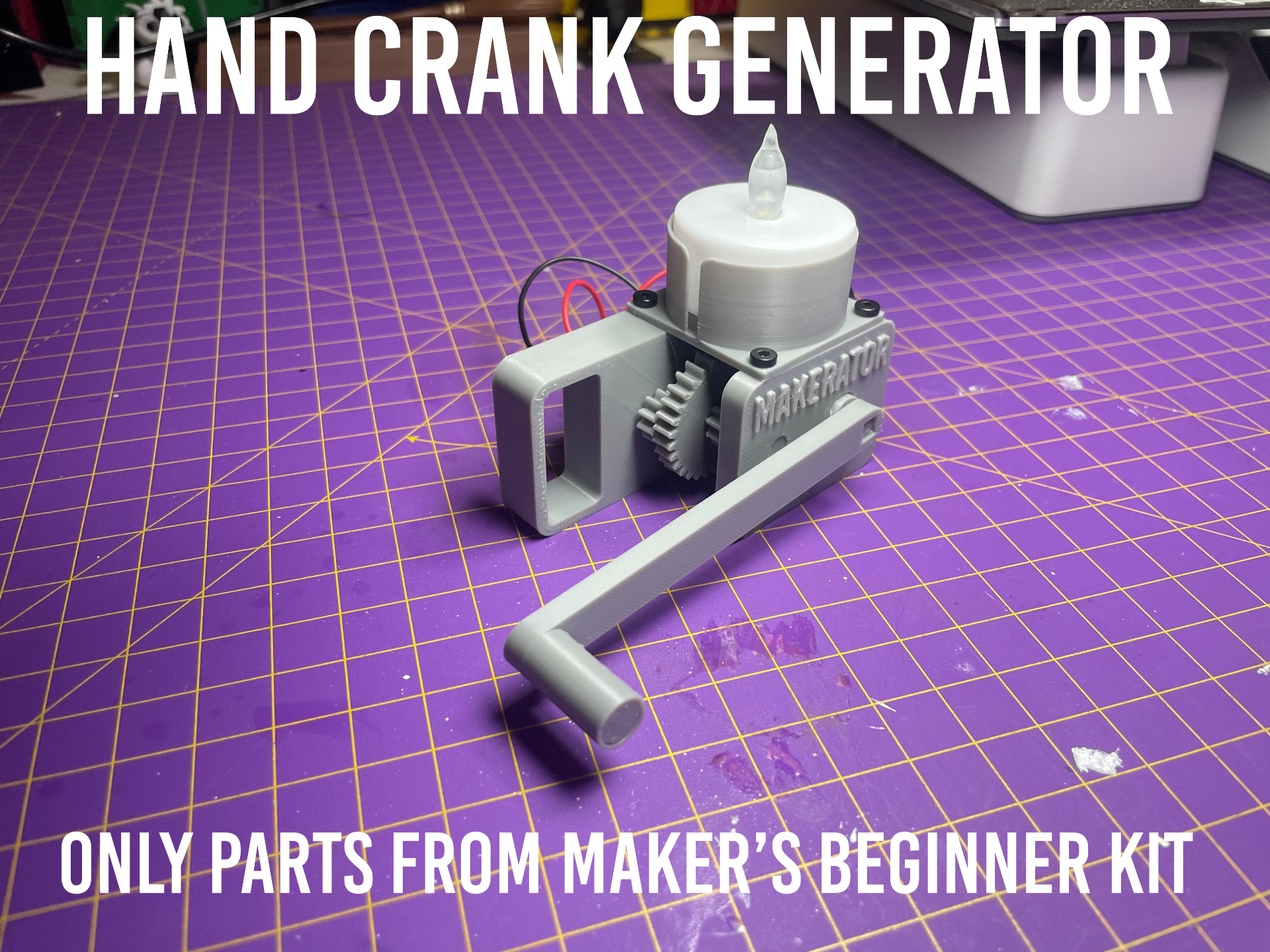 Electric generator from Makers Beginners Kit parts