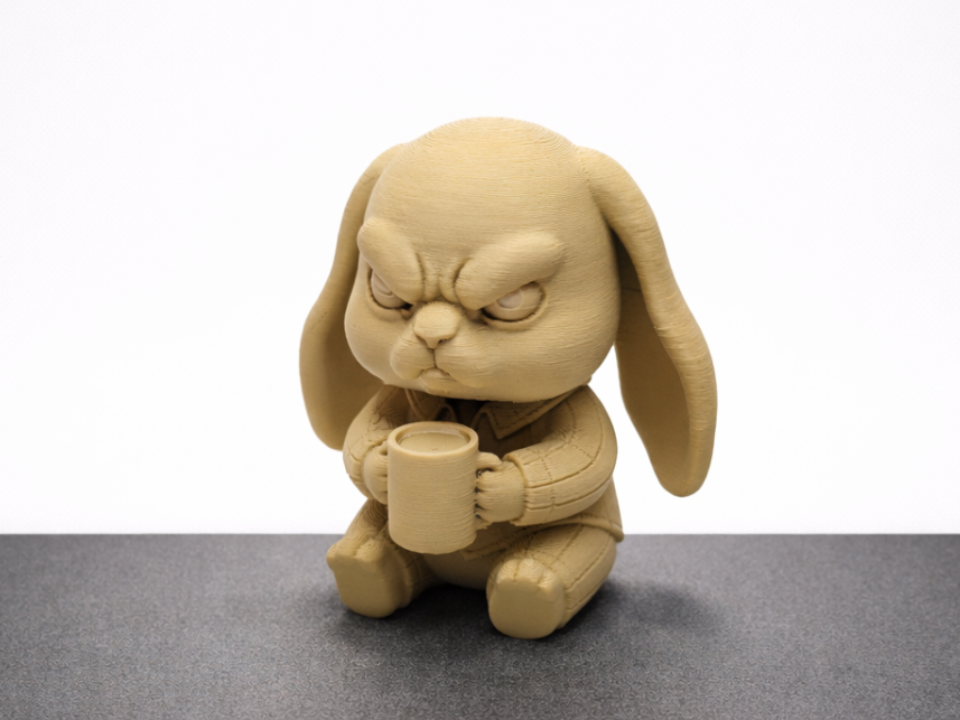 Hase "Grummelino" mit Tasse und Charme