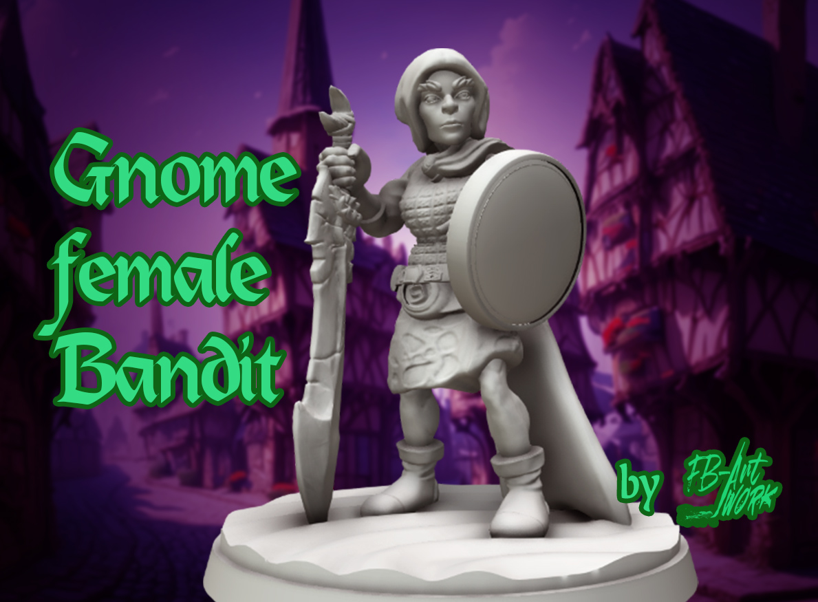 DnD miniature Gnome female bandit