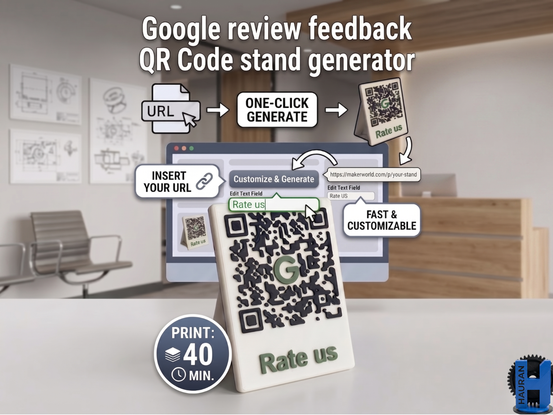 Parametric Google Review QR Code Stand