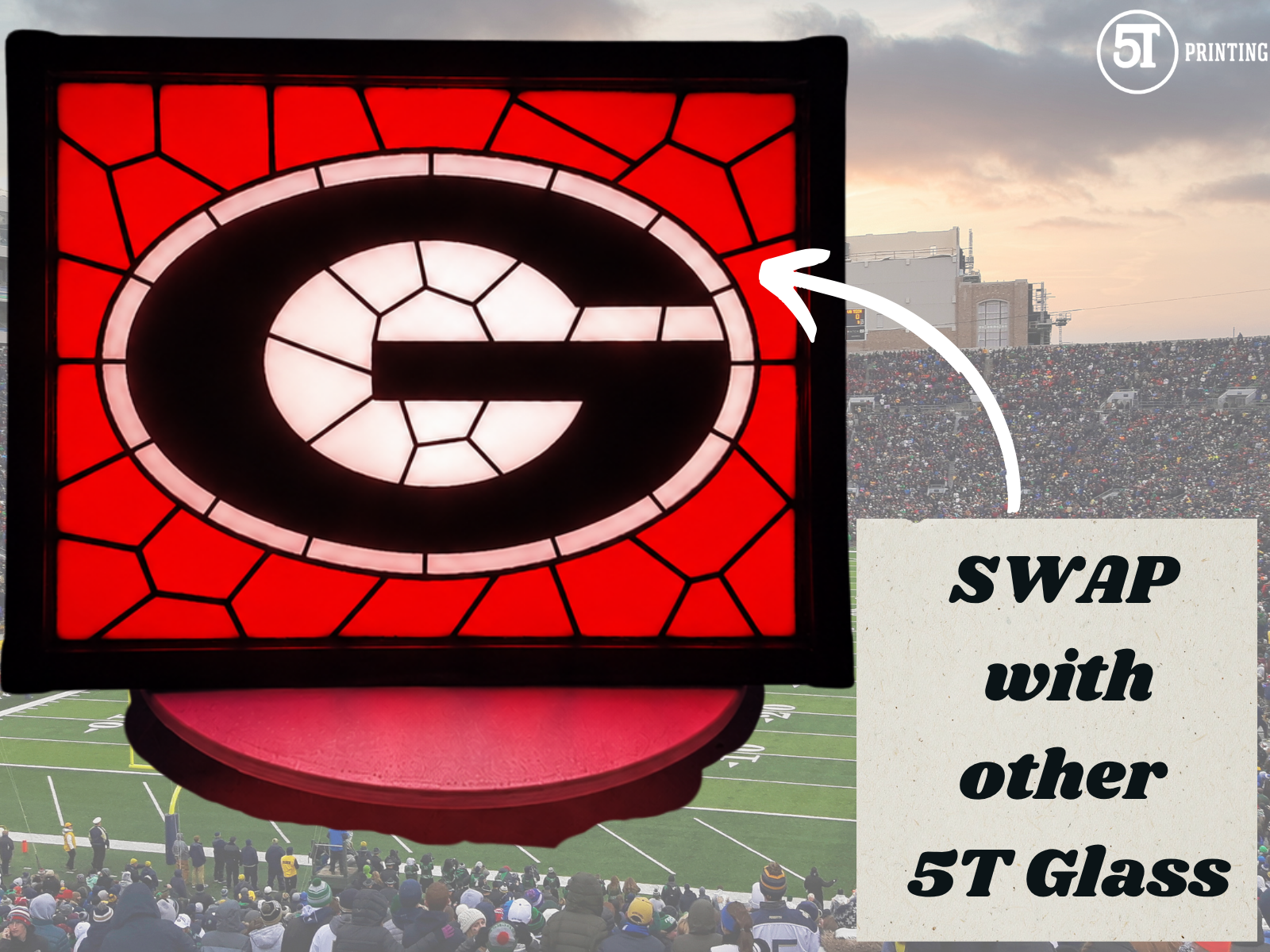 Georgia bulldogs light (swappable glass)