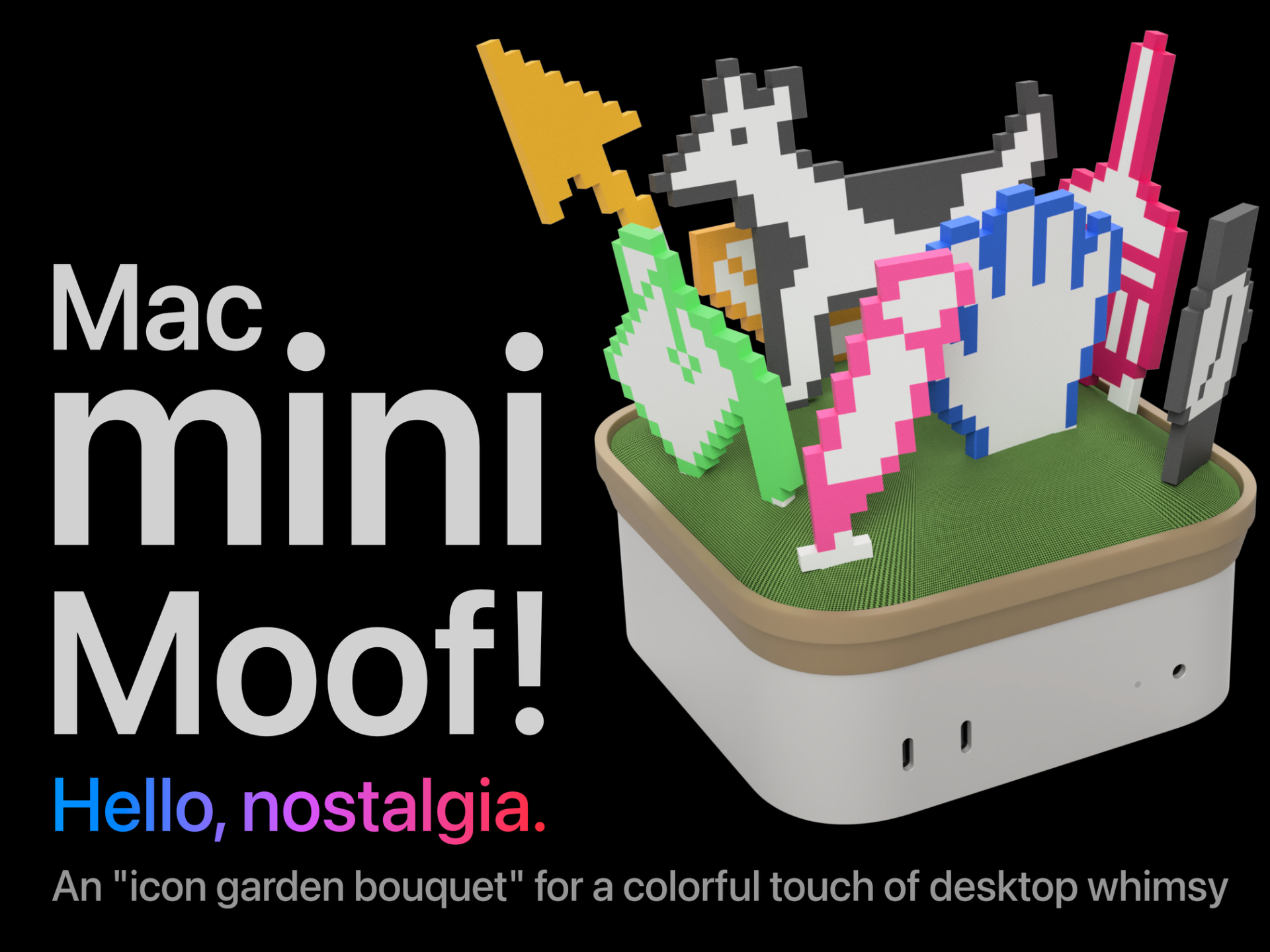 Apple Icon Garden Bouquet for Mac mini + Happy Mac