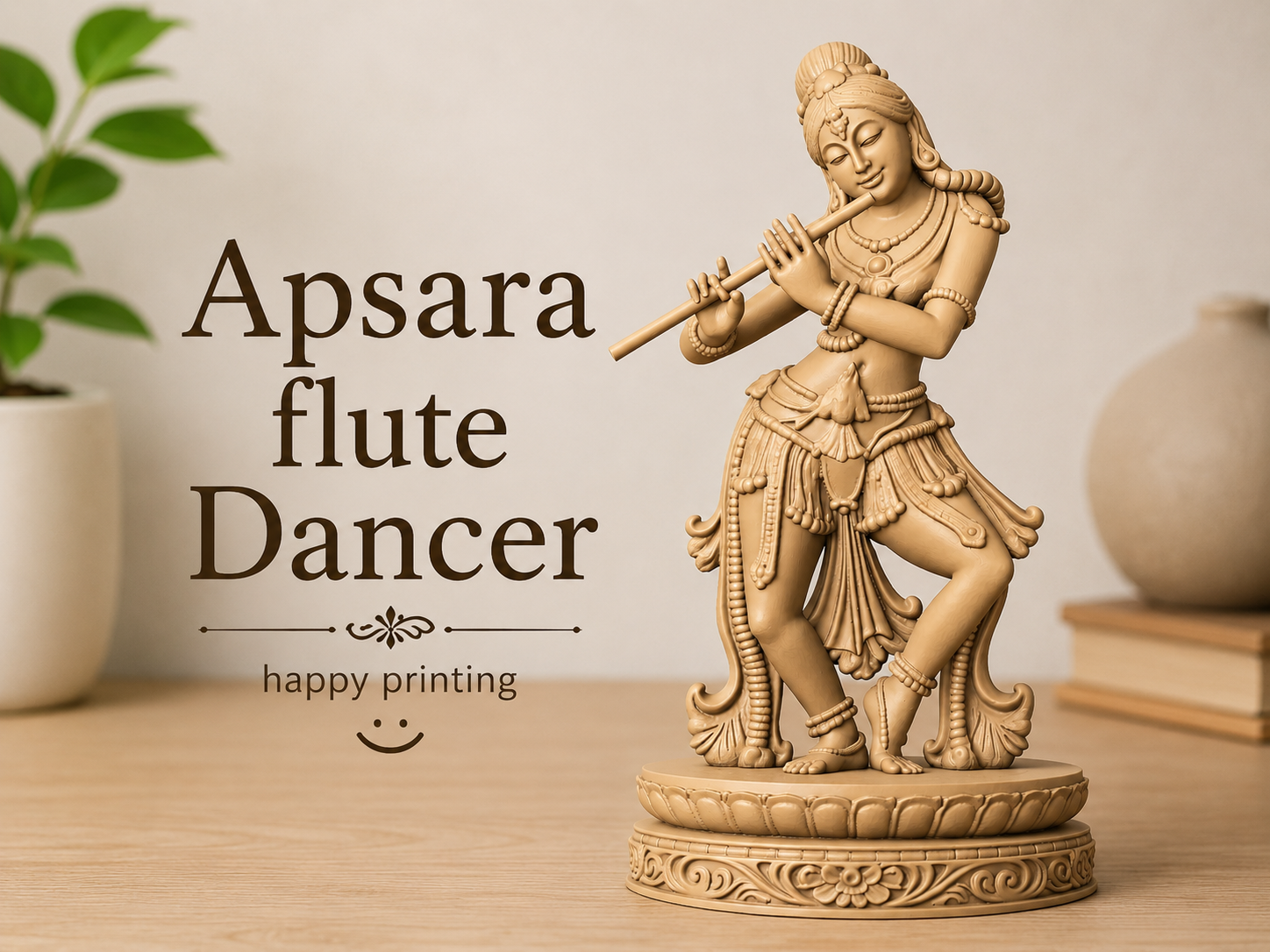 Apsara Flute Dancer |  Sculpture | 3D Printable